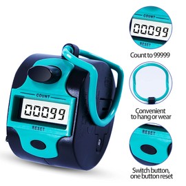 Handy Counter Click Manual Digital clicker Stitch Tally Counters Finger Mechanical Palm Handheld Pitch 5-Digit Electronic Display Click Counter Number Count for Row, People, Golf,Crochet,Lap&Knitting
