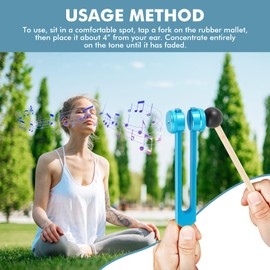 Chakra Tuning Fork Set Tuning Fork Medical Chakra Tuning Forks for Healing with Hammer Weighted Tuning Forks for DNA Healing, Sound Therapy, Yoga, Reiki,Meditation