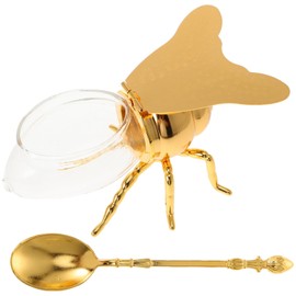 Kichvoe Mini Honey Jars Bee Honey Jar Glass Honey Pot Dispenser Jar Container Honey Holder Condiment Container Salt Sugar Jarwith Bee Statue