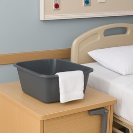 Wash Basins – Rectangular Plastic Hospital Bedside Soaking Tub - Small 7 Qt Graduated Bucket - Portable Washbasin for Washing, Cleaning, Foot Bath, Dishes, Face Cleansing Bowl -13.25 x 10 x 4.5 Inches