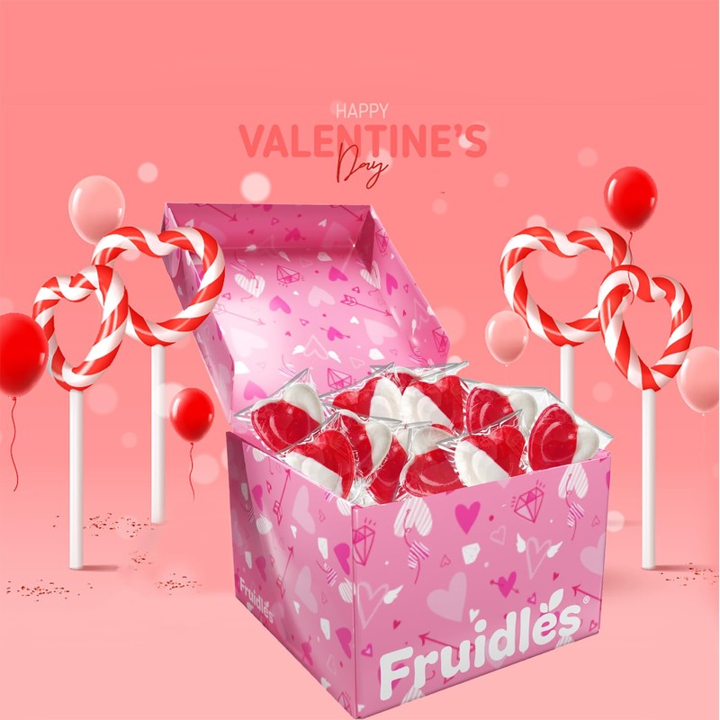 Valentine's Lollipops Red Heart Shaped Strawberry N' Cream Flavored, 120