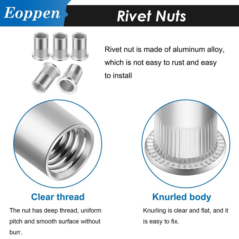 Eoppen 444Pcs Rivet Nut Tool Kit, Rivnut Tool Kit with