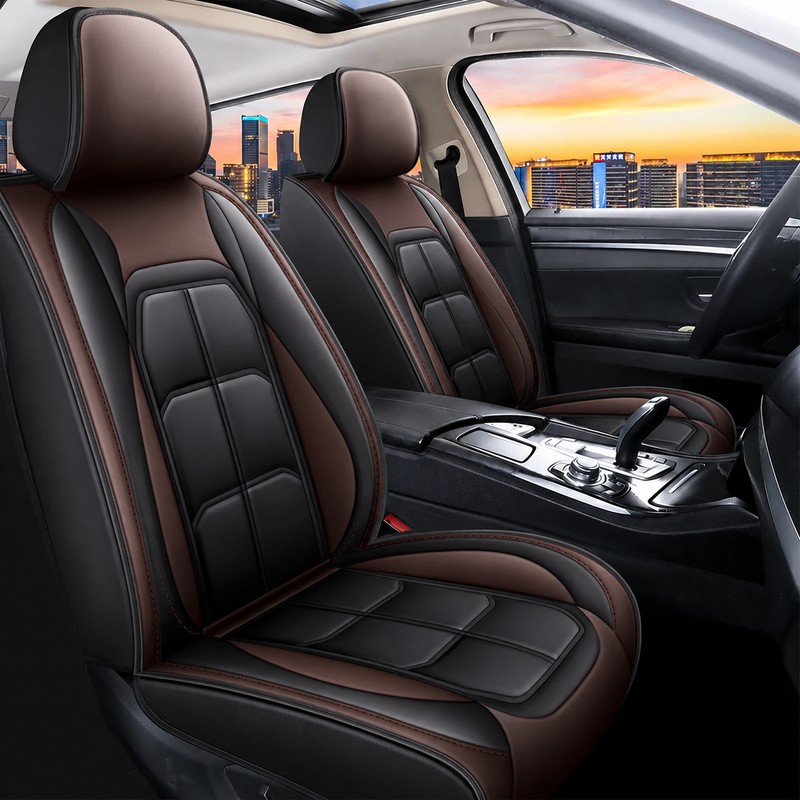 2-Piece Universal Front Car Seat Covers – Full-Cover Artificial Leather
