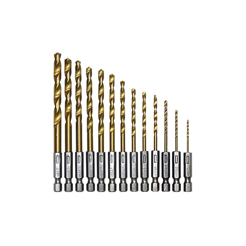 Waymeduo Professional Set of 13 High Speed Steel Coated Drill