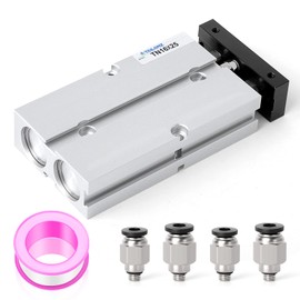 TAILONZ PNEUMATIC 16mm Bore 25mm Stroke Double-Rod Double-Acting Aluminum Pneumatic Air Cylinder TN16-25