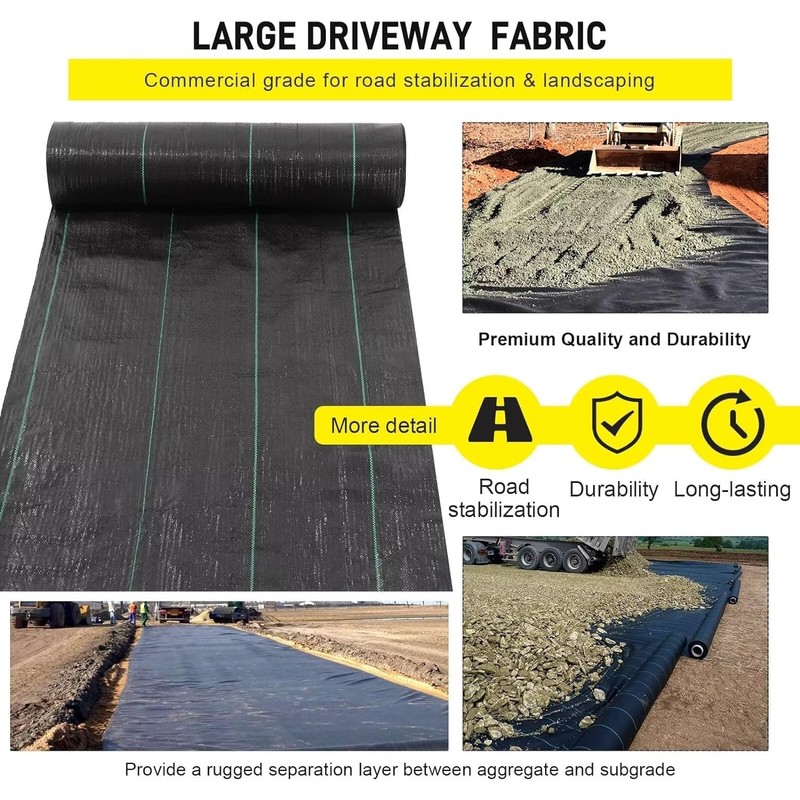 forimo Driveway Fabric, 13x65 ft Road Fabric Commercial Barrier Fabric,