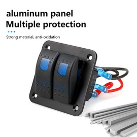 WANGCL Aluminum- 12v/24v Control Panel 2 Position ON/OFF Toggle Switch Waterproof Rocker Switch Panel with Blue LED Light for Car RV Caravans Trailers Boat
