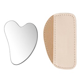 Stainless Steel Gua Sha Facial Tools Set, Metal Guasha Tool for Face and Body Massage（Scraping board+leather cover）