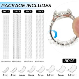 20 Pcs Ring Sizers for Loose Rings Invisible Ring Size Adjuster Guard Resizer Ring Tightener Spacers for Women Loose Ring Sizing Kit 2 Styles Fit Any Ring Extender Make Ring Fit Tighter