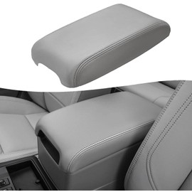 KBH Center Console Armrest Cover Replacement for Toyota Camry 2012 2013 2014 2015 2016 2017, Vinyl Leather, Car Arm Rest Replace Skin Upholstery, Ash Gray (Leather Part Only)