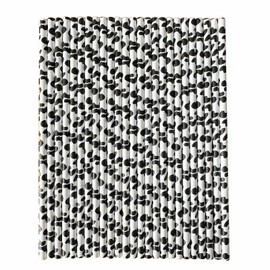 YAOSHENG [100 Count] Paper Drinking Straws 100% Biodegradable Multi-Pattern Party Straws for Birthday, Wedding, Bridal,and More - Formerly Comfy Package (Cow)
