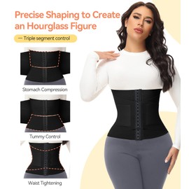 SHAPSHE Waist Trainer For Women Tummy Control Workout Waist Cincher Segmented Triple Wrap Belt Postpartum Girdle with Hooks Black