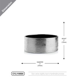 WGV Ceramic Cylinder Vase Width 11" Height 5" Elegant Unique Modern Matte Floral Container Planter Pot Centerpiece for Event Party Wedding Office Home Decor, Silver Textured 1 Piece