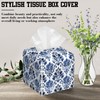 OHEGBXE Blue Damask Flower Tissue Box Cover Square, Tissue Box