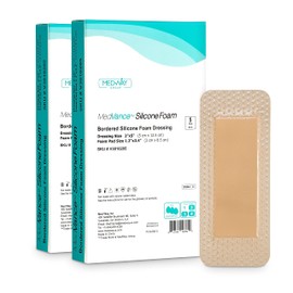 MedVanceTM Silicone - Bordered Silicone Adhesive Foam Dressing, 2"x5" (1.2"x3.4" pad) Box of 10 dressings