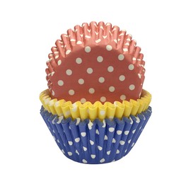 Anniversary House Pack of 75 Primary Colour Polka Mix Cupcake Cases for Baking, Baking Cups in Heavy Duty Greaseproof Paper, Red, Blue, Yellow, 3.2 x 5cm CC020A