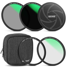 NEEWER 55mm 5-in-1 Magnetic Lens Filter Kit, Includes Neutral Density ND1000+MCUV+CPL+Adapter Ring+Filter Cap with 42-Layer Coating/Ultra Slim/Scratch Resistant HD Optical Glass&Water-Resistant Pouch