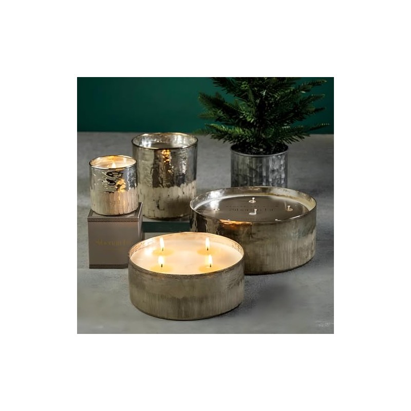 Zodax Siberian Fir Antique Gold & Silver Scented Jar Candles