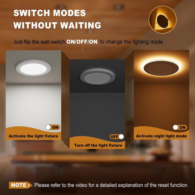 VOLISUN 12 Pack 6 Inch 5CCT Recessed Light with Night