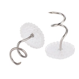 Fdit Alfileres No Binarios de Cabeza Transparente de Plástico con Punta de Acero Inoxidable, Clip para Reposabrazos de Sofá, Puntas de Uñas Curvas, Diseño en Espiral, 100 Unidades