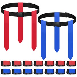ICHBRIC Flag Football Belts 14 Player Adjustable Flag Football Set with 42 Flags Training Equipment for Youth and Adults Red+Blue