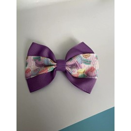 Unbranded 4.5” Purple Cookie Hair Bow Clip