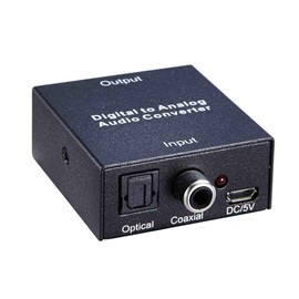 PremiumCord Digital to Analogue Audio Converter, Toslink/SPDIF to 2x RCA RCA with Power Supply, Metal Housing, Colour a Black