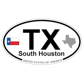 US Decal, Inc. South Houston, Texas Oval Sticker with State Flag