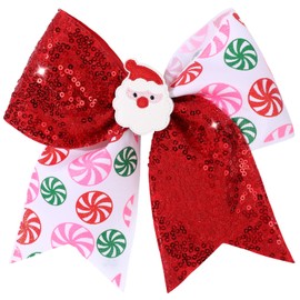 7" Christmas Glitter Large Cheer Hair Bows Clips for Girls Cheerleader