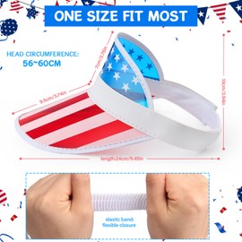 Vabean 6 Pcs American Flag Visor Hat UV Protection Plastic Visor Cap 4th of July Accessories for Women Men Tennis Beach