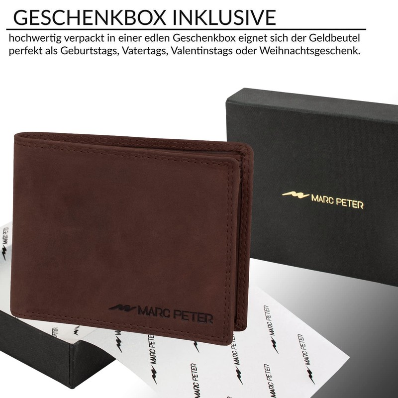 Marc Peter Bremen Men's Leather Wallet with RFID Protection, Genuine