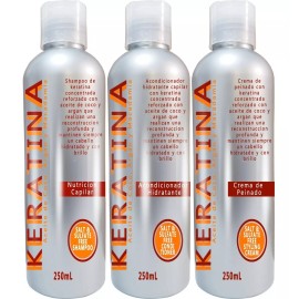 Vivenatural Shampoo, Acondicionador, Crema Peinado, Queratina 250ml C/u