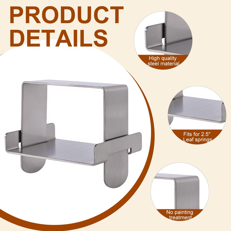 4 Pcs Stainless Steel 2.5” Wide Leaf Spring Clamp Kit,