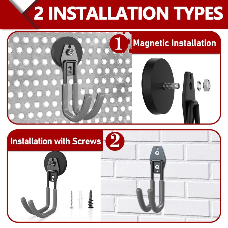 3-H Extra Strong Magnetic Hooks,Heavy Duty Large Anti-Slip Magnet Hooks