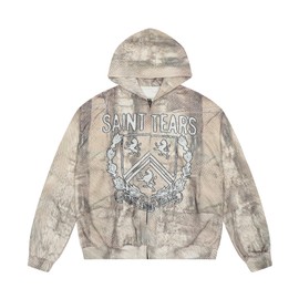 Arnodefrance Men Vintage Washed Camouflage Color Graphic Hoodies Printing Graffiti Hoodie Cotton Warm Pullover