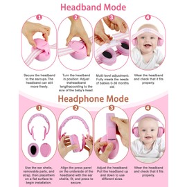 [2-in-1] Baby Headphones - Baby Ear Muffs Noise Cancelling - Infant Noise Cancelling Headphones - Babies Ear Protection for 3 Months to 4 Years - Newborn Travel Essentials