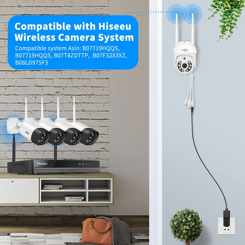 Hiseeu Pan/Tilt/Zoom Security Camera,WHD205,5MP Outdoor Wireless Surveillance Camera, Floodlights Full