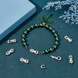 SUPERFINDINGS PLATINUM 12 SET 24x7x4mm Hole 1mm Clasp Findings Bead Parts Fold Over Clasp Brass Rhinestone Bracelet Extender Clasp Golden Clasp Jewelry Extender for Jewelry Making