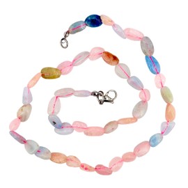 Taddart Minerals - Colourful Nugget Necklace Made from Natural Gemstone Morganite Beryl with 45 cm Length - Handmade, Gemstone