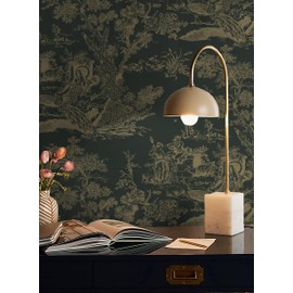 CiCiwind Peel and Stick Wallpaper Vintage Wallpaper Toile Contact Paper Black and Brown Wall Paper Removable Self-Adhesive for Bedroom Bathroom 16In×78.7In