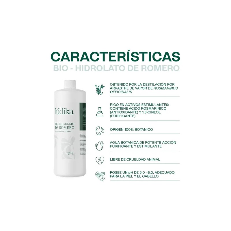 Hidrolato de Romero Hebbe Cosmetics 1 L para Piel Grasa