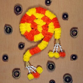 Wall Door Hanging Artificial Marigold Flowers Garlands Bandhanwar Torans with Golden Bells - Decoration Item for Home Decor Garland Design 1