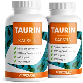 Taurine Capsules 730x - Optimal High Dose with 2000 mg Taurine per Day - Taurine with Over 99.9% Purity - No Additives - Laboratory Tested with Certificate - 2 x 365 Capsules