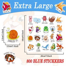 800PCS Punny Rewards Stickers for Classroom Punny Labels Fun Inspiration Stickers Motivational Positive Accents Words Stickers for Kids School Stickers Teacher School Supplies