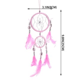 THY COLLECTIBLES 12" Traditional Pink Dream Catcher with Feathers Wall or Car Hanging Ornament 2 Circles