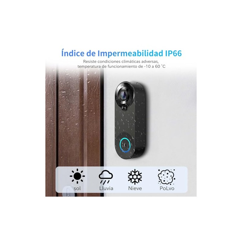 BUXFMHT Timbre con Video Inalambrico, Video Timbre Inteligente con Audio