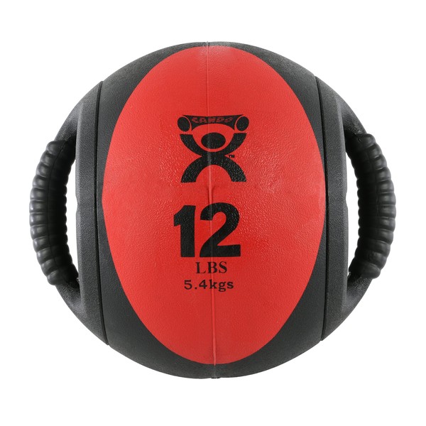 CanDo Dual-Handle Medicine Ball - 9" Diameter - Red - 12 lb