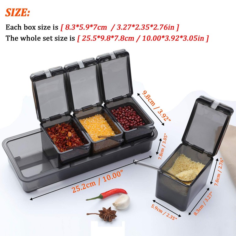 V·RESOURCING [ New Version Elegant Black Seasoning Box, 4 Pieces