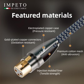 Impeto XLR Cable, Microphone Cable XLR Male to XLR Female Cable (1M) Compatible with Microphones or Other Studio Equipment to a PA, Mixer or Active Speaker -1 Metre