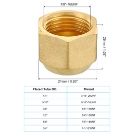 PATIKIL Sockets 5/8 Inch Brass Seal Plug, 5 Pack SAE Torch Pipe Fitting, 45 Degree Hexagonal Piping Fittings for Air Conditioner Cooling